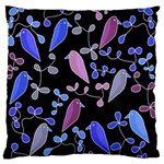 Flowers and birds - blue and purple Standard Flano Cushion Case (Two Sides) Front