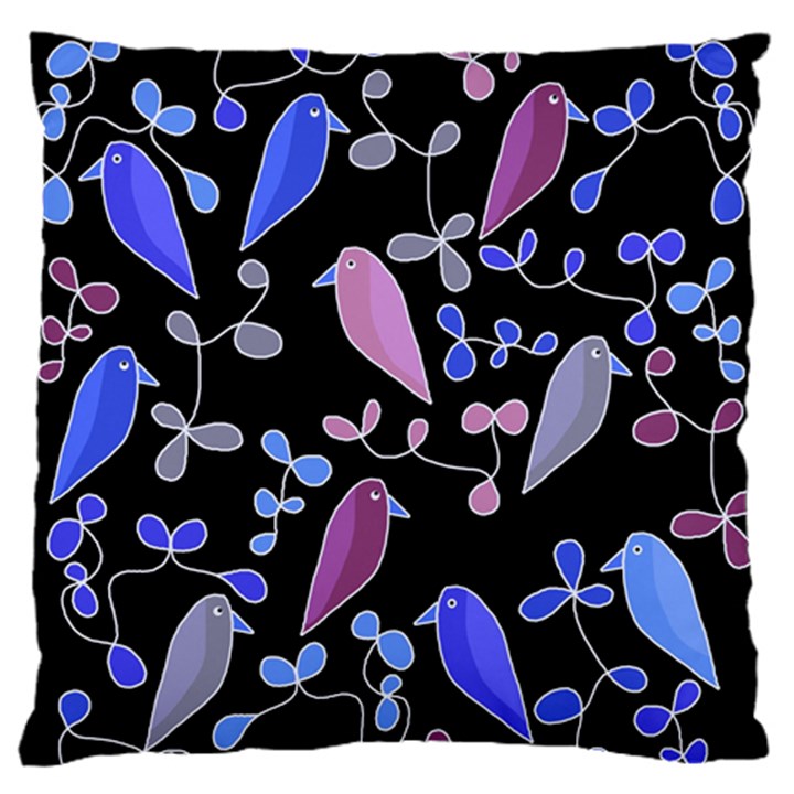 Flowers and birds - blue and purple Standard Flano Cushion Case (Two Sides)