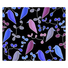 Flowers And Birds - Blue And Purple Double Sided Flano Blanket (small) 