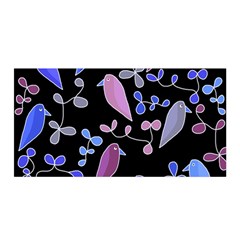 Flowers And Birds - Blue And Purple Satin Wrap