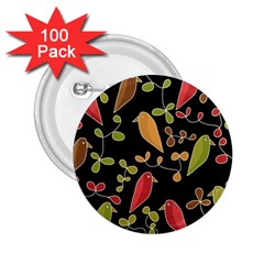 Flowers And Birds  2 25  Buttons (100 Pack) 