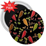 Flowers and birds  3  Magnets (10 pack)  Front