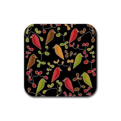 Flowers And Birds  Rubber Coaster (square)  by Valentinaart