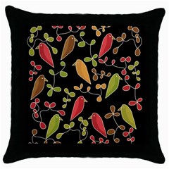 Flowers And Birds  Throw Pillow Case (black)