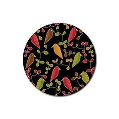 Flowers And Birds  Rubber Coaster (round)  by Valentinaart