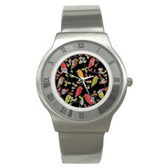 Flowers And Birds  Stainless Steel Watch