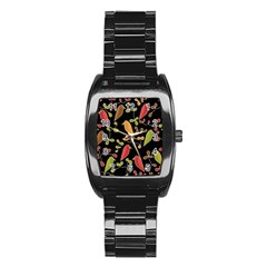 Flowers And Birds  Stainless Steel Barrel Watch