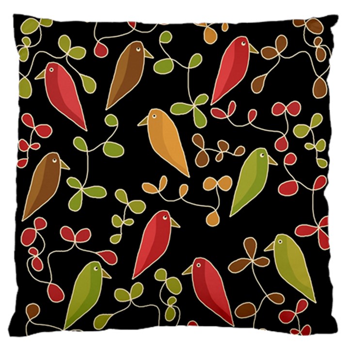 Flowers and birds  Large Flano Cushion Case (One Side)