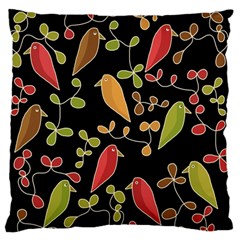 Flowers And Birds  Large Flano Cushion Case (two Sides)