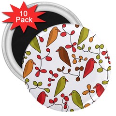 Birds And Flowers 3 3  Magnets (10 Pack) 