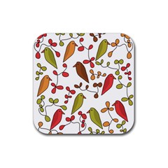 Birds And Flowers 3 Rubber Coaster (square) 