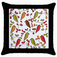 Birds And Flowers 3 Throw Pillow Case (black) by Valentinaart