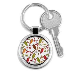 Birds And Flowers 3 Key Chains (round) 