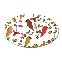 Birds And Flowers 3 Oval Magnet