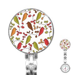 Birds And Flowers 3 Stainless Steel Nurses Watch