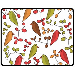 Birds And Flowers 3 Double Sided Fleece Blanket (medium) 