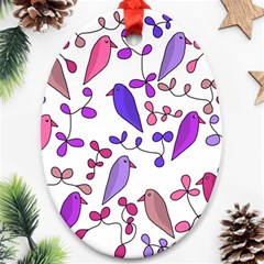 Flowers And Birds Pink Ornament (oval) 