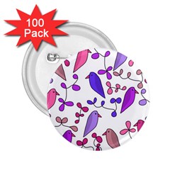 Flowers And Birds Pink 2 25  Buttons (100 Pack) 