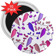 Flowers And Birds Pink 3  Magnets (10 Pack) 