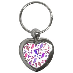 Flowers And Birds Pink Key Chains (heart) 