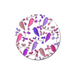 Flowers And Birds Pink Magnet 3  (round) by Valentinaart