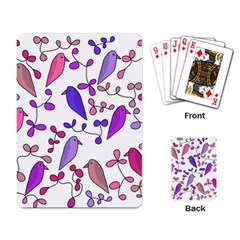 Flowers And Birds Pink Playing Card by Valentinaart