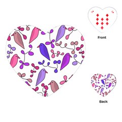 Flowers And Birds Pink Playing Cards (heart) 