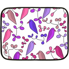 Flowers And Birds Pink Double Sided Fleece Blanket (mini) 