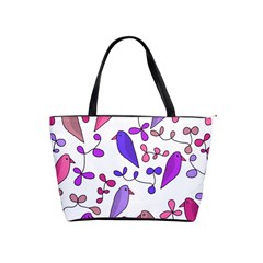 Flowers And Birds Pink Shoulder Handbags