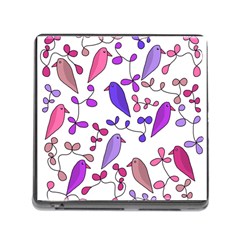 Flowers And Birds Pink Memory Card Reader (square)