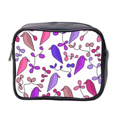 Flowers And Birds Pink Mini Toiletries Bag 2-side