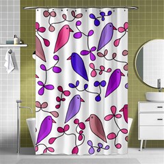 Flowers And Birds Pink Shower Curtain 48  X 72  (small) 