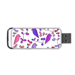 Flowers And Birds Pink Portable Usb Flash (two Sides) by Valentinaart