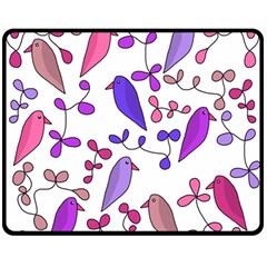 Flowers And Birds Pink Double Sided Fleece Blanket (medium) 