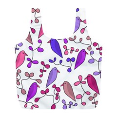 Flowers And Birds Pink Full Print Recycle Bags (l) 