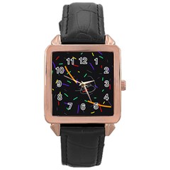 Colorful Beauty Rose Gold Leather Watch 