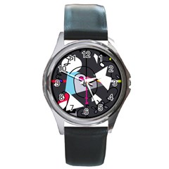 Abstract Bird Round Metal Watch by Moma