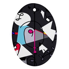 Abstract Bird Ornament (oval) 