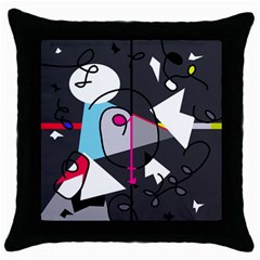 Abstract Bird Throw Pillow Case (black) by Moma