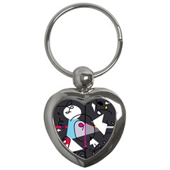 Abstract Bird Key Chains (heart)  by Moma