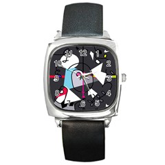 Abstract Bird Square Metal Watch by Moma