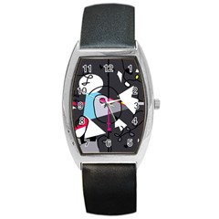 Abstract Bird Barrel Style Metal Watch