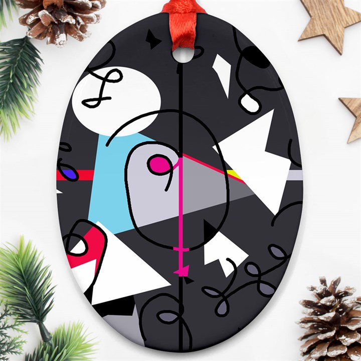 Abstract bird Oval Ornament (Two Sides)