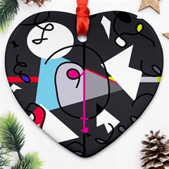 Abstract Bird Heart Ornament (2 Sides)