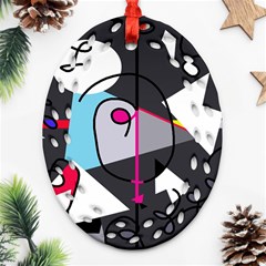 Abstract Bird Oval Filigree Ornament (2-side) 