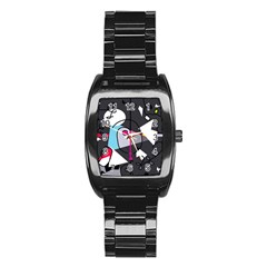 Abstract Bird Stainless Steel Barrel Watch