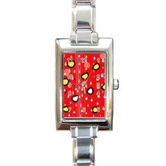 Rainy Day - Red Rectangle Italian Charm Watch by Moma