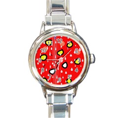 Rainy Day - Red Round Italian Charm Watch