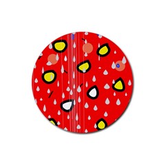 Rainy Day - Red Rubber Coaster (round) 