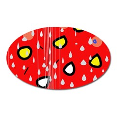 Rainy Day - Red Oval Magnet by Moma